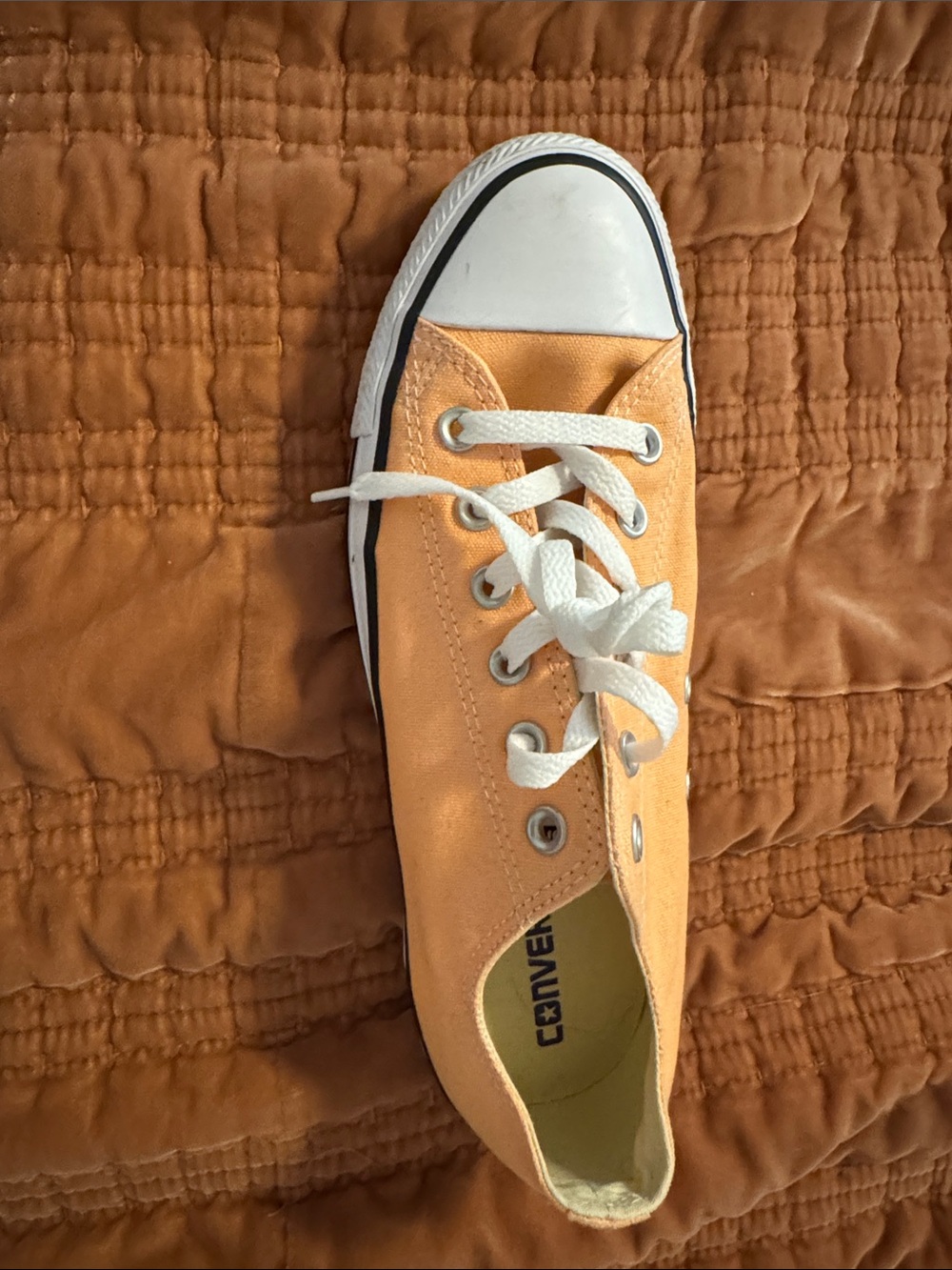 Converse Low Top Canvas Sneaker in Peach-Orange with White Accents